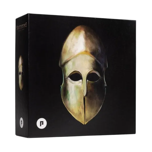 Successors: Fourth Edition board game box with Macedonian helmet artwork on a black background.