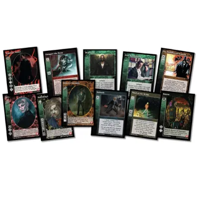 Vampire: The Eternal Struggle Promo Pack 4 – Rebels card overview with assorted vampire and action cards.