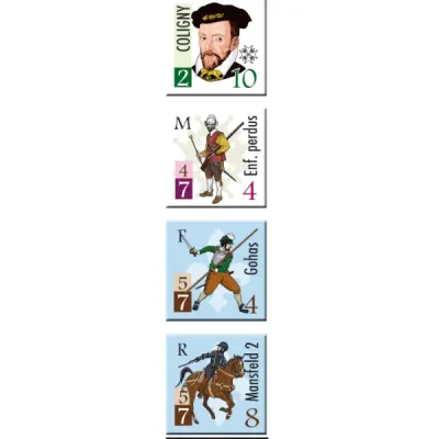 Counter samples for Avec Infini Regret III, showing leaders, infantry, arquebusiers, and cavalry.