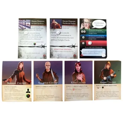 Hostage Negotiator: Abductor Pack #5 card examples with cultists and demand cards.