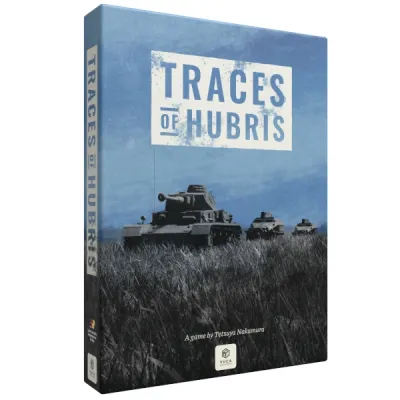 Traces of HubriTraces of Hubris box cover shows box cover showing German tanks advancing through tall grass under a blue sky.
