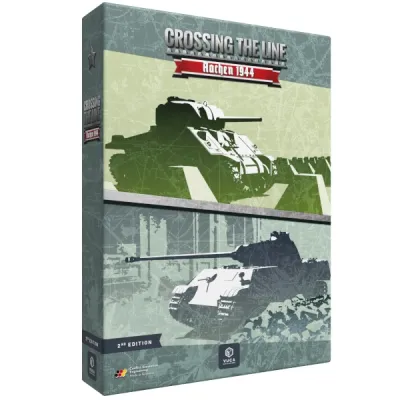 Crossing the Line Aachen 1944 2nd Edition box cover with stylized World War II tanks.