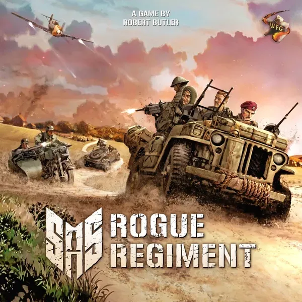 SAS Rogue Regiment core game cover with SAS operators in jeeps attacking behind enemy lines.