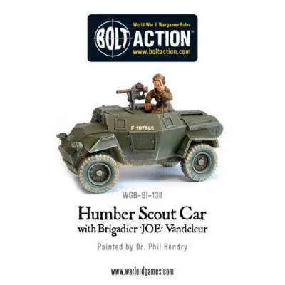 Bolt Action Humber Scout Car with Brigadier JOE Vandeleur miniature shown.