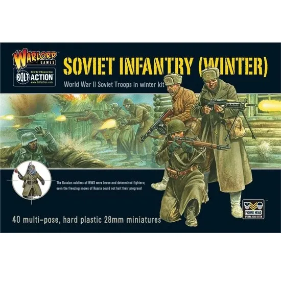 Bolt Action Soviet Infantry Winter box showing Red Army troops fighting in snow on the Eastern Front.