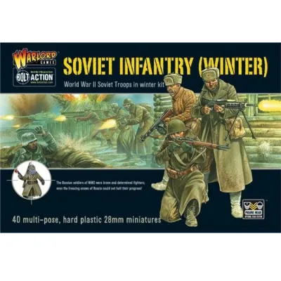 Bolt Action Soviet Infantry Winter box showing Red Army troops fighting in snow on the Eastern Front.