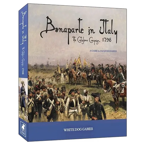 Bonaparte in Italy box cover showing French Revolutionary soldiers and cavalry during the Castiglione Campaign.
