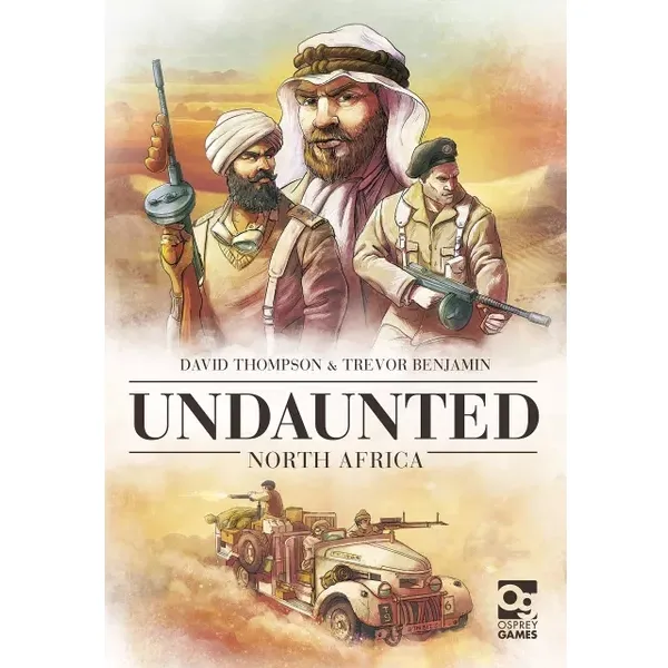 Undaunted: North Africa box cover with desert soldiers and an armed vehicle.