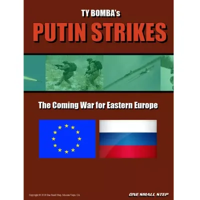 Putin Strikes modern wargame cover with EU and Russian flags and military imagery.