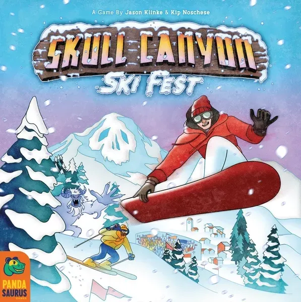 Skull Canyon: Ski Fest box front with snowboarder, skier, snowy mountains, and yeti in winter resort artwork.