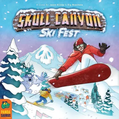Skull Canyon: Ski Fest box front with snowboarder, skier, snowy mountains, and yeti in winter resort artwork.