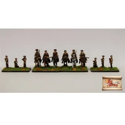Polish-Lithuanian Dragoons Company miniatures for By Fire and Sword with mounted and dismounted dragoons.