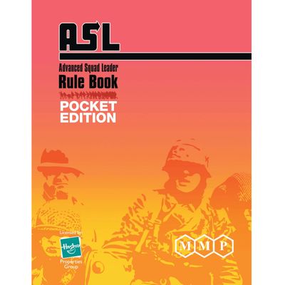 ASL Advanced Squad Leader Rule Book Pocket Edition cover with orange-red soldier artwork.