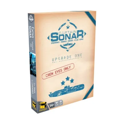 Captain Sonar: Upgrade One expansion box front with crew eyes only dossier design.