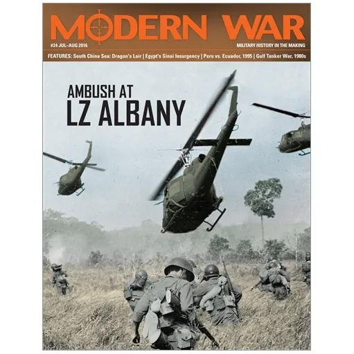 Modern War #24: Ambush at LZ Albany magazine cover with U.S. helicopters and soldiers in Vietnam.