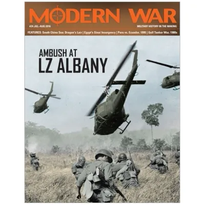 Modern War #24: Ambush at LZ Albany magazine cover with U.S. helicopters and soldiers in Vietnam.