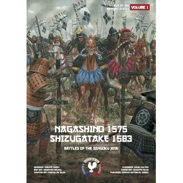 Nagashino 1575 &amp; Shizugatake 1583 Sengoku Jidai wargame cover with samurai cavalry and infantry.