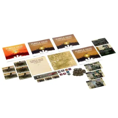Purple Haze: Force Recon – Keyhole expansion components with cards, boards, tokens, and player aids.