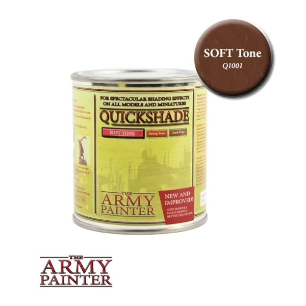 The Army Painter Quickshade Soft Tone tin for adding subtle warm shading and protection to miniatures.