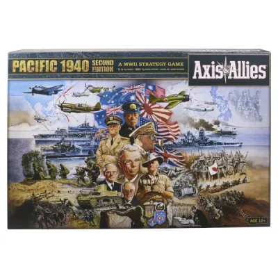 Axis & Allies: Pacific 1940 – Second Edition Axis & Allies: Pacific 1940 Second Edition WWII strategy game cover with Pacific forces and leaders.