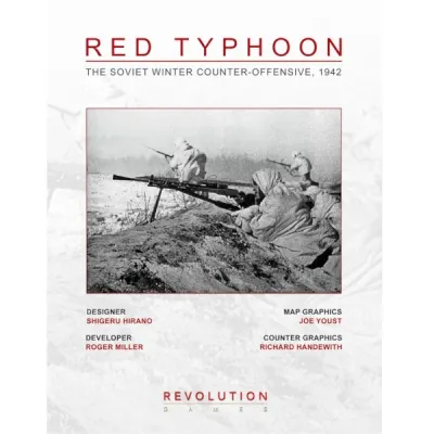 Red Typhoon WWII Eastern Front wargame cover with Soviet soldiers in winter combat positions.