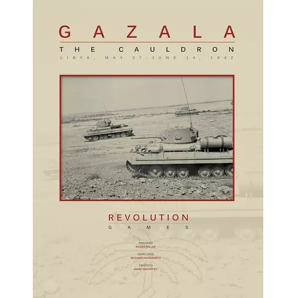 Gazala: The Cauldron WWII North Africa wargame cover with tanks in the Libyan desert.