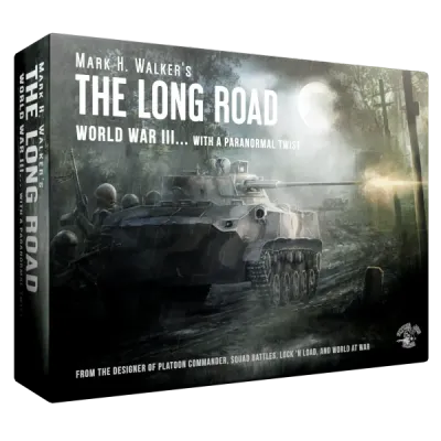 Cover for The Long Road, showing a WWII tank advancing at night with soldiers and a dark, atmospheric setting.