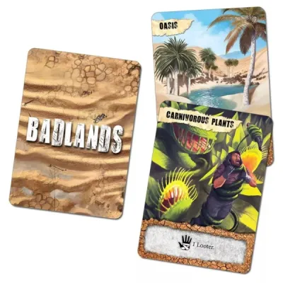 Remnants Badlands cards showing Oasis and Carnivorous Plants encounter artwork.