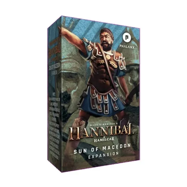 Hannibal &amp; Hamilcar: Sun of Macedon expansion box with Philip V of Macedon artwork.
