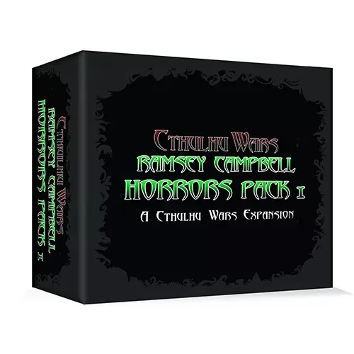 Cthulhu Wars Ramsey Campbell Horrors Pack 1 box front with black Mythos-style expansion packaging.