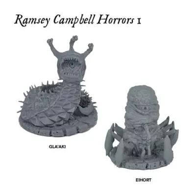 Cthulhu Wars Ramsey Campbell Horrors Pack 1 miniatures showing Gla'aki and Eihort.