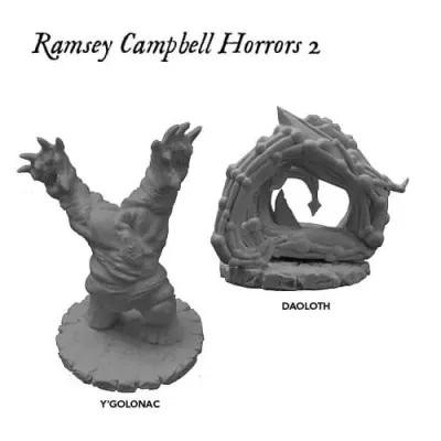 Cthulhu Wars Ramsey Campbell Horrors Pack 2 miniatures showing Y’Golonac and Daoloth.