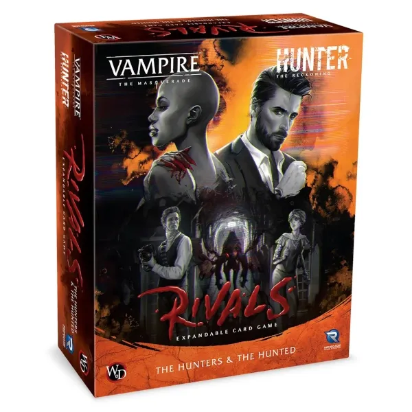 Vampire The Masquerade Rivals The Hunters &amp; The Hunted box front showing vampires and hunters.