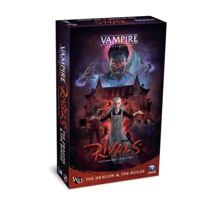 The Dragon &amp; The Rogue expansion box for Vampire: The Masquerade – Rivals with vampire clan artwork.