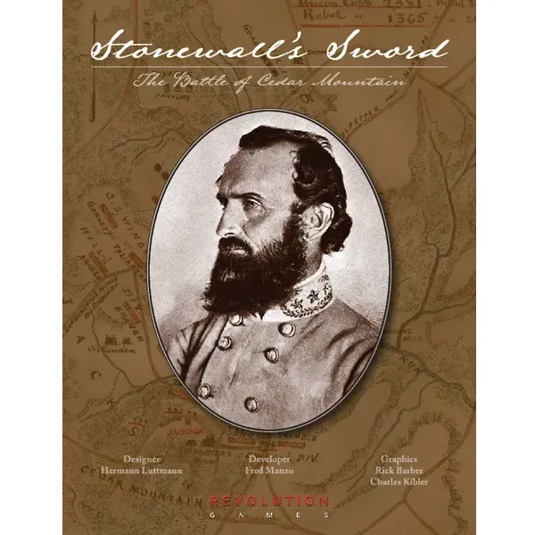 Stonewall’s Sword: The Battle of Cedar Mountain American Civil War wargame cover with Stonewall Jackson portrait.