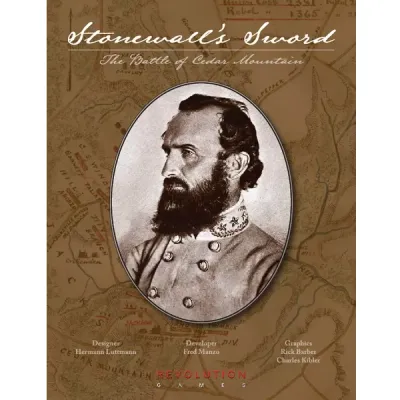 Stonewall’s Sword: The Battle of Cedar Mountain American Civil War wargame cover with Stonewall Jackson portrait.