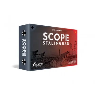 Box cover for SCOPE Stalingrad, a sniper board game set during the Battle of Stalingrad from Draco Ideas.