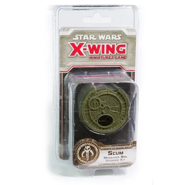 Star Wars X-Wing Scum Maneuver Dial Upgrade Kit blister showing faction-themed plastic dial casing.