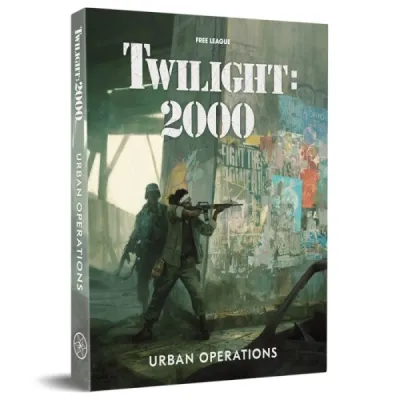 Twilight: 2000 – Urban Operations expansion box with armed survivors moving through a ruined city.