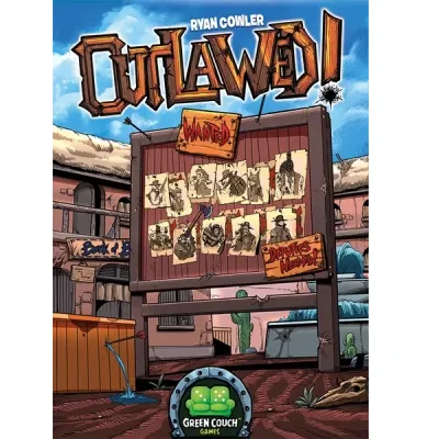 OutLawed! card game cover with a western wanted board and outlaw posters in Bandit Bluff.