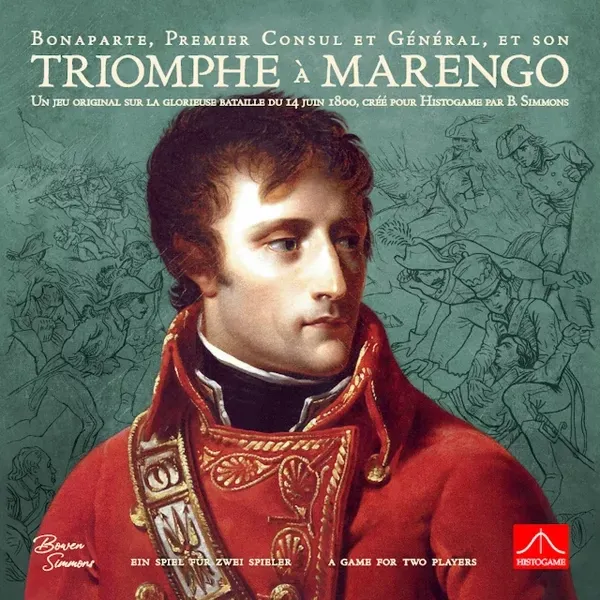 Triomphe à Marengo Napoleonic block wargame cover with portrait of Bonaparte.