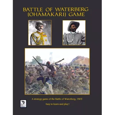 Battle of Waterberg / Ohamakari strategy game cover with portraits and colonial battle artwork.
