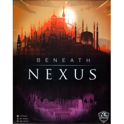 Beneath Nexus box front with dark fantasy city silhouettes above and below the title.