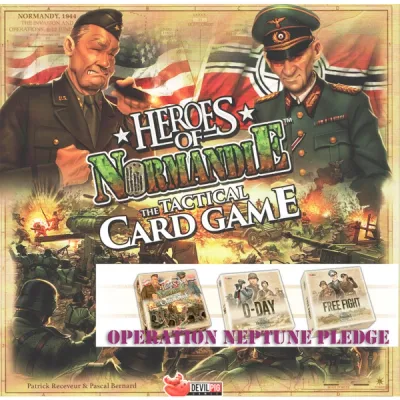 Heroes of Normandie: The Tactical Card Game – Operation Neptune Pledge Heroes of Normandie Tactical Card Game Operation Neptune Pledge cover showing core game and expansion boxes.
