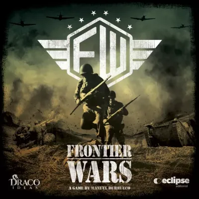 Frontier Wars WWII strategy wargame box with soldiers advancing across a battlefield.