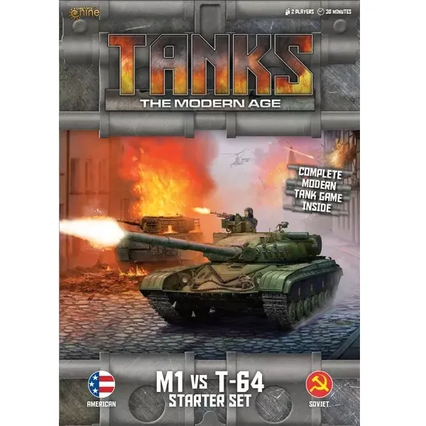 TANKS The Modern Age M1 vs T-64 Starter Set with American and Soviet tanks in battle.
