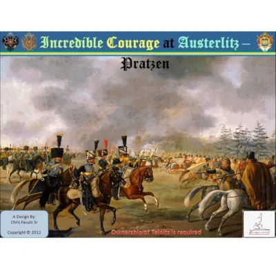 Incredible Courage at Austerlitz: Pratzen Box cover of Incredible Courage at Austerlitz: Pratzen, showing Napoleonic cavalry and infantry.