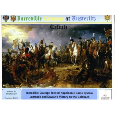 Incredible Courage at Austerlitz: Telnitz Box cover of Incredible Courage at Austerlitz: Telnitz, showing Napoleon and troops on the battlefield.