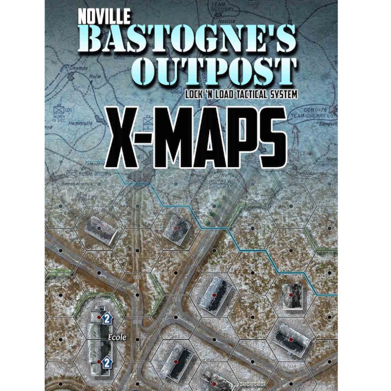 Noville: Bastogne’s Outpost X-Maps cover showing enlarged snowy village tactical map artwork.