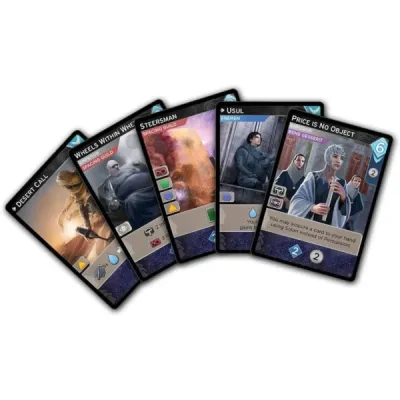 Dune Imperium Uprising cards showing Spacing Guild, Fremen, Bene Gesserit, and leader effects.